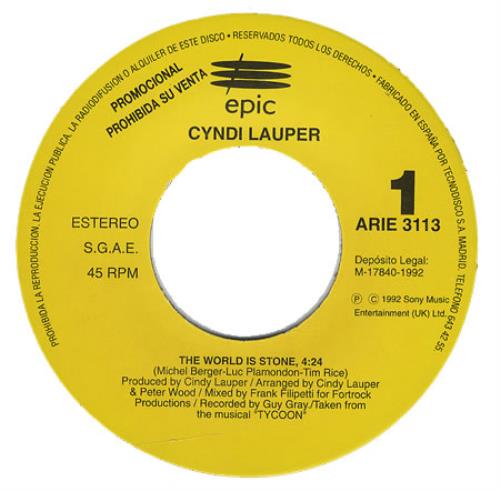 Cyndi Lauper The World Is Stone 7" vinyl single (7 inch record / 45) Spanish LAU07TH40501