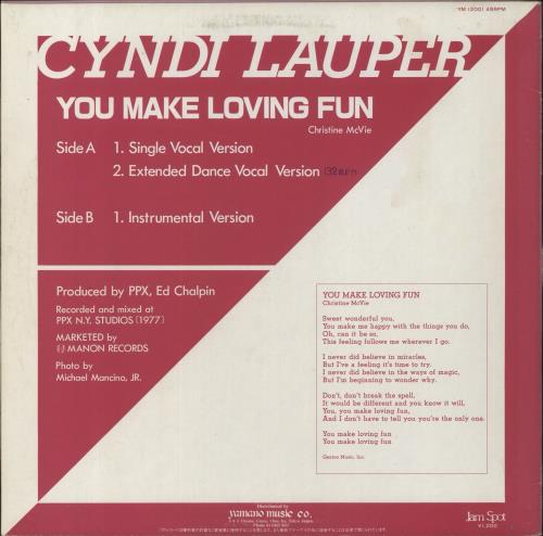 Cyndi Lauper You Make Loving Fun - EX 12" vinyl single (12 inch record / Maxi-single) Japanese LAU12YO849010