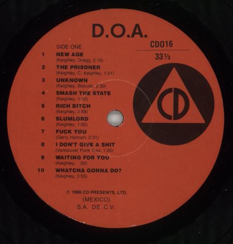 D.O.A. Bloodied But Unbowed vinyl LP album (LP record) Mexican D-ALPBL864063