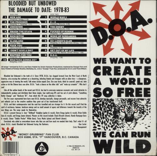 D.O.A. Bloodied But Unbowed vinyl LP album (LP record) Mexican D-ALPBL864063