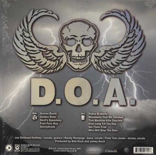 D.O.A. Northern Avenger vinyl LP album (LP record) US D-ALPNO860073