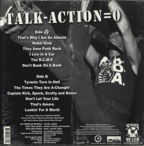 D.O.A. Talk - Action = 0 vinyl LP album (LP record) Canadian D-ALPTA866446