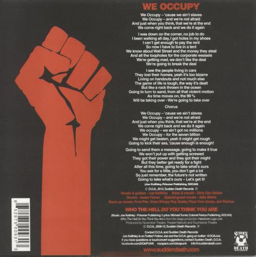 D.O.A. We Occupy 7" vinyl single (7 inch record / 45) US D-A07WE866368