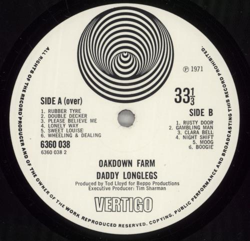 Daddy Longlegs Oakdown Farm vinyl LP album (LP record) UK DYGLPOA381974