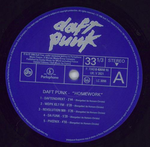 Daft Punk Homework 2-LP vinyl record set (Double LP Album) UK DFP2LHO826376