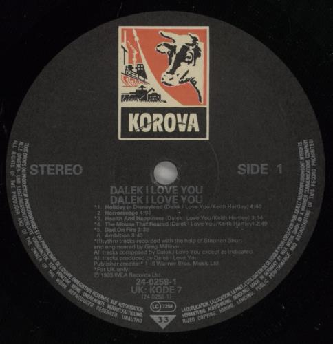 Dalek I Love You Dalek I Love You - Deletion Cut vinyl LP album (LP record) UK DZ7LPDA877012