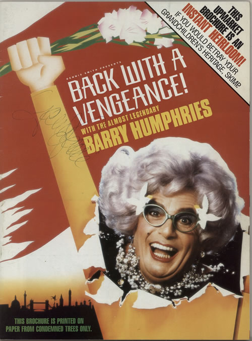 Dame Edna Everage Back With A Vengeance! - Autographed tour programme UK EDNTRBA632410