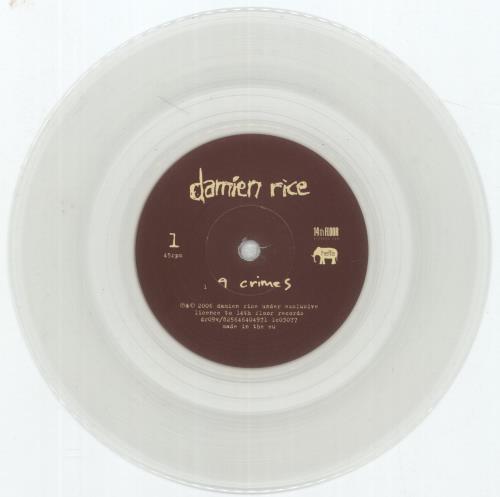 Damien Rice 9 Crimes - Clear Vinyl + Numbered Sleeve 7" vinyl single (7 inch record / 45) UK DA007CR878474