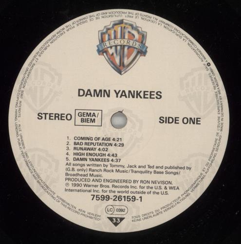 Damn Yankees Damn Yankees - EX vinyl LP album (LP record) German DYALPDA790556