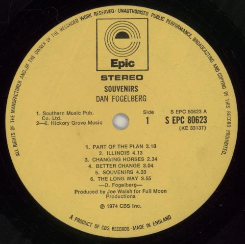 Dan Fogelberg Souvenirs vinyl LP album (LP record) UK DNFLPSO865733