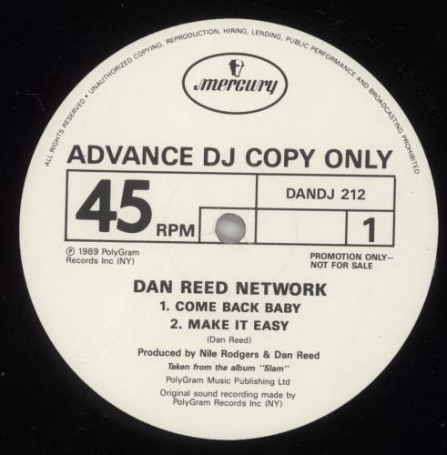 Dan Reed Network Come Back Baby 12" vinyl single (12 inch record / Maxi-single) UK DRN12CO880481
