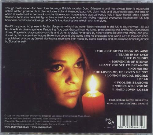 Dana Gillespie Foolish Seasons CD album (CDLP) UK PIECDFO782168