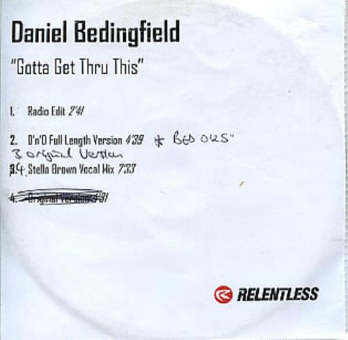 Daniel Bedingfield Gotta Get Thru This CD-R acetate UK DBECRGO288310