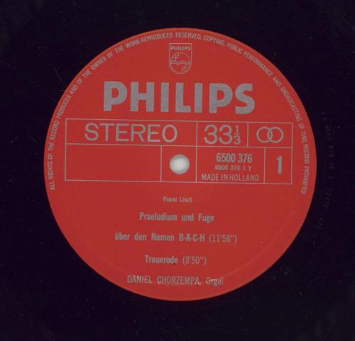 Daniel Chorzempa Praeludium Und Fuge ber B.A.C.H. / Trauerode / Evocation  La Chapelle Sixtine / Tu Es Petrus vinyl LP album (LP record) Dutch H9NLPPR868476