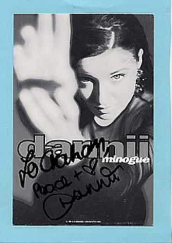 Dannii Minogue Autographed Publicity Photocard photograph UK DANPHAU262902