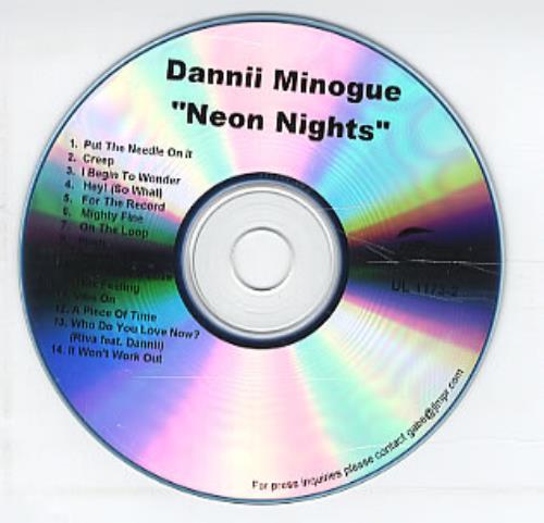 Dannii Minogue Neon Nights CD-R acetate US DANCRNE260795