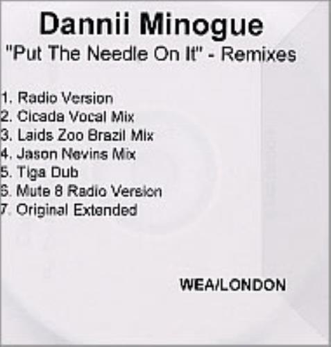 Dannii Minogue Put The Needle On It - Remixes CD-R acetate UK DANCRPU224823