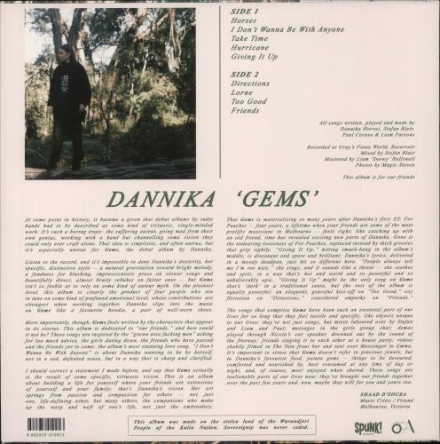Dannika Gems vinyl LP album (LP record) Australian 9LTLPGE871768