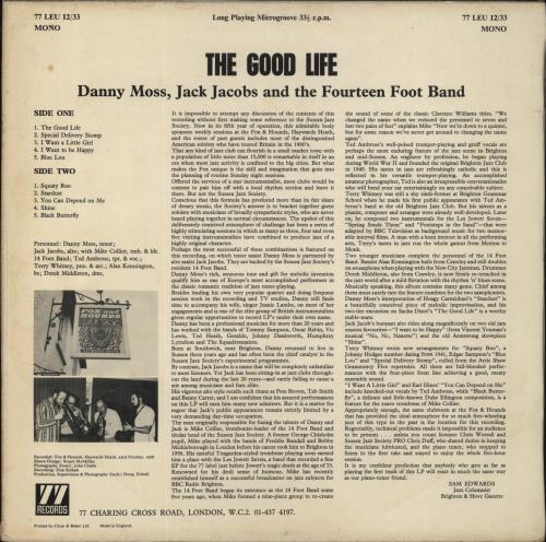 Danny Moss The Good Life vinyl LP album (LP record) UK E1NLPTH855334