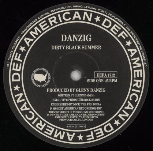 Danzig Dirty Black Summer - VG 12" vinyl single (12 inch record / Maxi-single) UK ZIG12DI869949