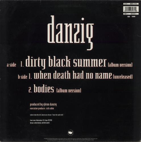 Danzig Dirty Black Summer - VG 12" vinyl single (12 inch record / Maxi-single) UK ZIG12DI869949