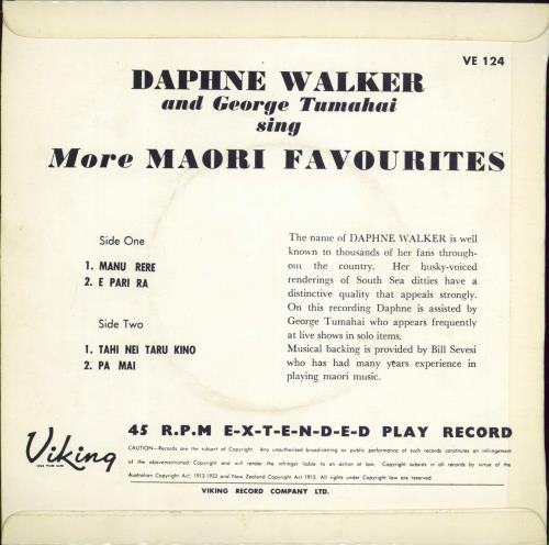 Daphne Walker More Maori Favourites 7" vinyl single (7 inch record / 45) New Zealand 3Z007MO774483