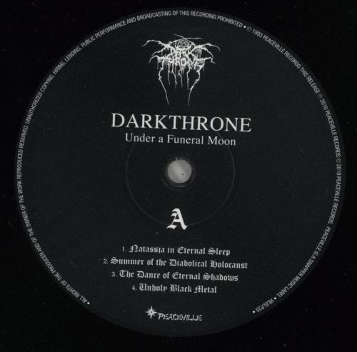 Darkthrone Under A Funeral Moon vinyl LP album (LP record) UK H4RLPUN868015