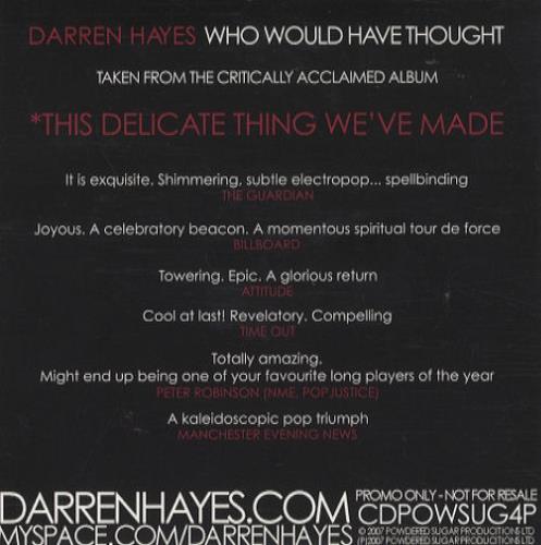 Darren Hayes Who Would Have Thought CD-R acetate UK DHYCRWH422172