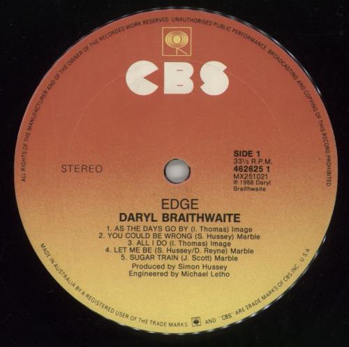 Daryl Braithwaite Edge - Hype-sticker vinyl LP album (LP record) UK BTWLPED873300