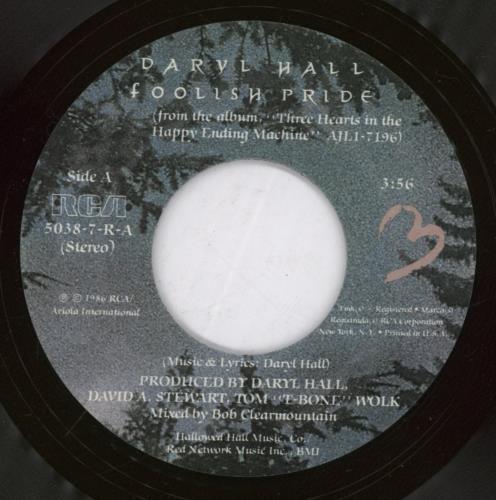 Daryl Hall Foolish Pride 7" vinyl single (7 inch record / 45) US DRL07FO892710