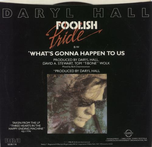 Daryl Hall Foolish Pride 7" vinyl single (7 inch record / 45) US DRL07FO892710