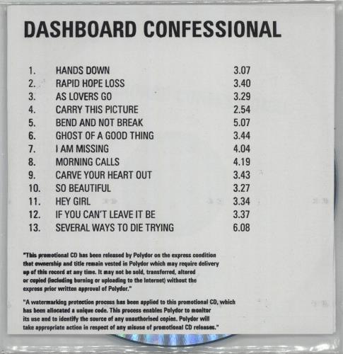 Dashboard Confessional A Mark, A Mission, A Brand, A Scar + PR CD-R acetate UK DACCRAM664568