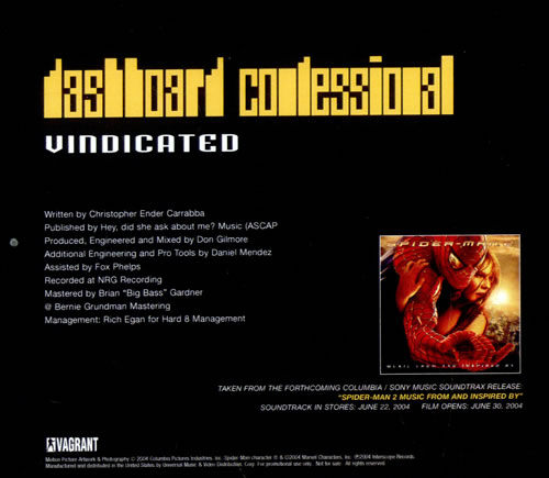 Dashboard Confessional Vindicated CD-R acetate US DACCRVI509814