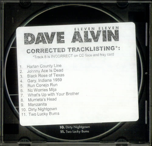 Dave Alvin Eleven Eleven CD album (CDLP) US D0YCDEL542876