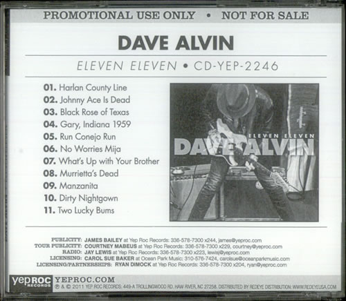 Dave Alvin Eleven Eleven CD album (CDLP) US D0YCDEL542876