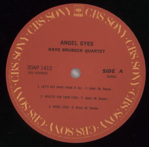 Dave Brubeck Angel Eyes + Obi & Open Shrink vinyl LP album (LP record) Japanese DBRLPAN876106