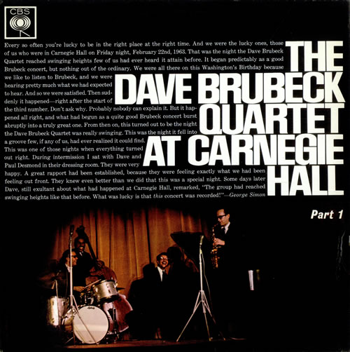 Dave Brubeck At Carnegie Hall - Parts 1 & 2 2-LP vinyl record set (Double LP Album) UK DBR2LAT507789