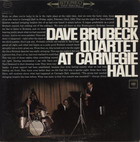 Dave Brubeck At Carnegie Hall 2-LP vinyl record set (Double LP Album) US DBR2LAT602447