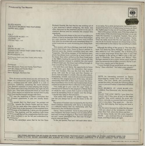 Dave Brubeck Blues Roots vinyl LP album (LP record) UK DBRLPBL475068