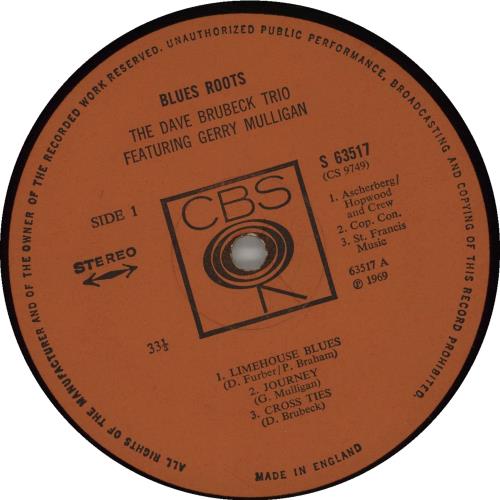 Dave Brubeck Blues Roots vinyl LP album (LP record) UK DBRLPBL475068