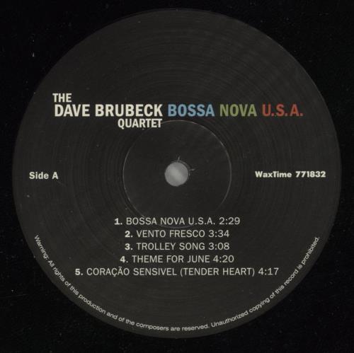 Dave Brubeck Bossa Nova USA vinyl LP album (LP record) UK DBRLPBO869377