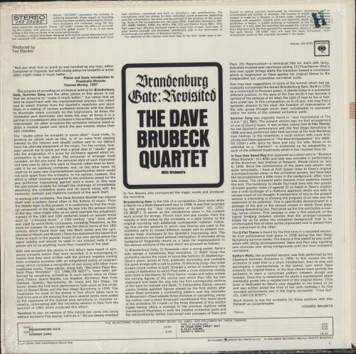 Dave Brubeck Brandenburg Gate: Revisited vinyl LP album (LP record) US DBRLPBR876124