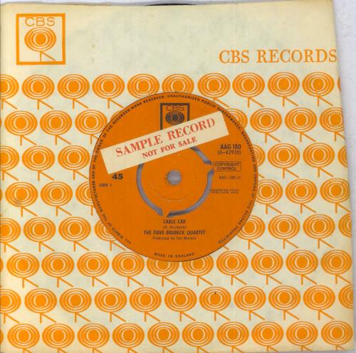 Dave Brubeck Cable Car - Sample Stickered 7" vinyl single (7 inch record / 45) UK DBR07CA832911