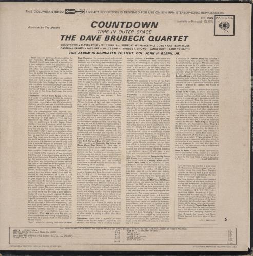 Dave Brubeck Countdown: Time In Outer Space - EX vinyl LP album (LP record) US DBRLPCO878510