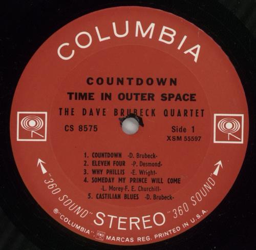 Dave Brubeck Countdown: Time In Outer Space vinyl LP album (LP record) US DBRLPCO878501