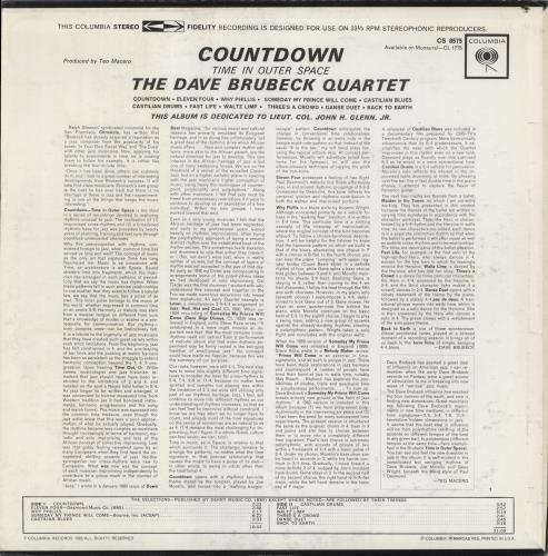 Dave Brubeck Countdown: Time In Outer Space vinyl LP album (LP record) US DBRLPCO878501