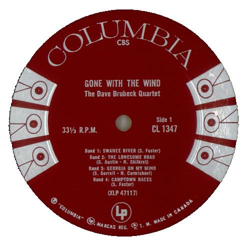 Dave Brubeck Gone With The Wind vinyl LP album (LP record) Canadian DBRLPGO533388