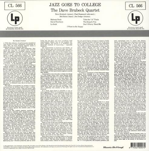 Dave Brubeck Jazz Goes To College - 180gm vinyl LP album (LP record) UK DBRLPJA876135