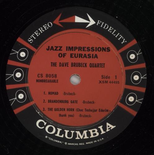 Dave Brubeck Jazz Impressions Of Eurasia vinyl LP album (LP record) US DBRLPJA876125