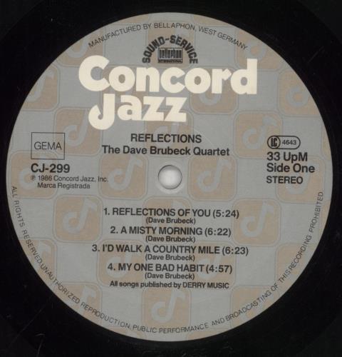 Dave Brubeck Reflections vinyl LP album (LP record) German DBRLPRE672740